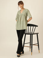 Airlight Gathered Top - Sage