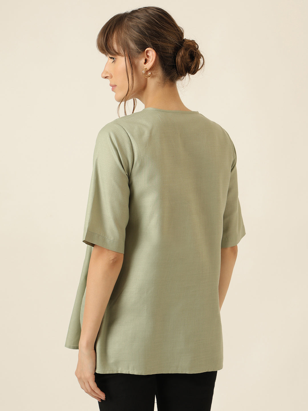 Airlight Gathered Top - Sage