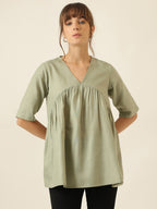 Airlight Gathered Top - Sage