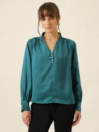 Pearl Luxe Blouse - Teal