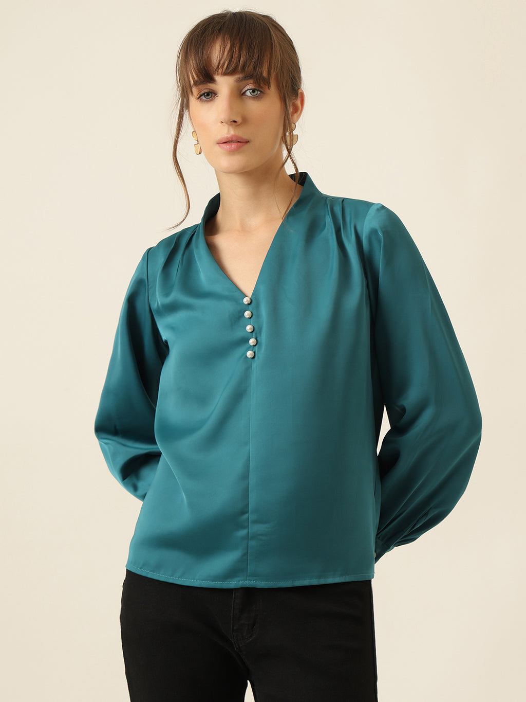 Pearl Luxe Blouse - Teal