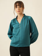 Pearl Luxe Blouse - Teal