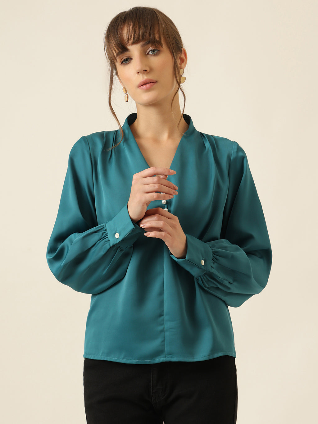 Pearl Luxe Blouse - Teal