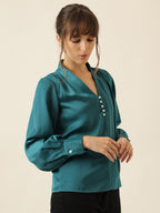 Pearl Luxe Blouse - Teal