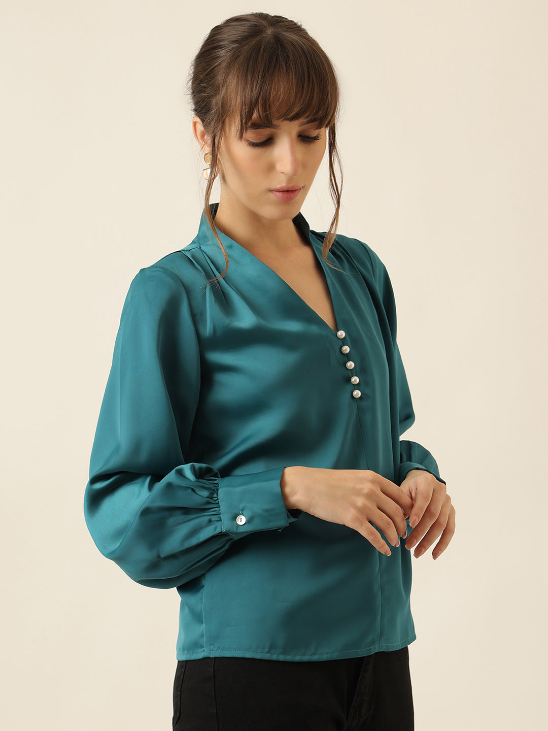 Pearl Luxe Blouse - Teal