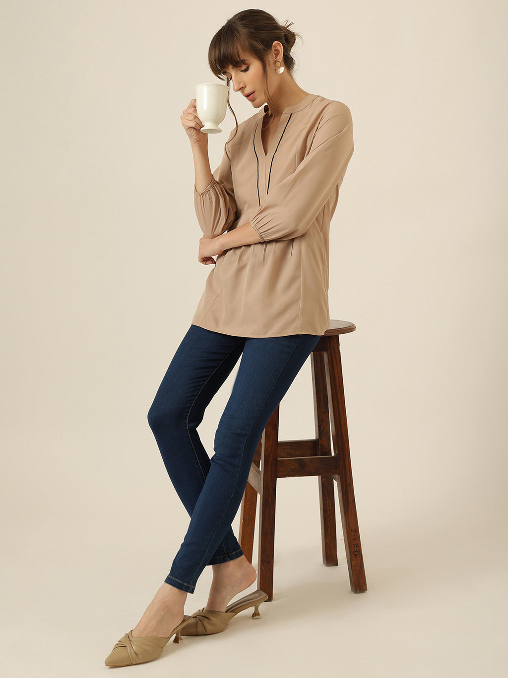 Poise Drape Tunic - Beige