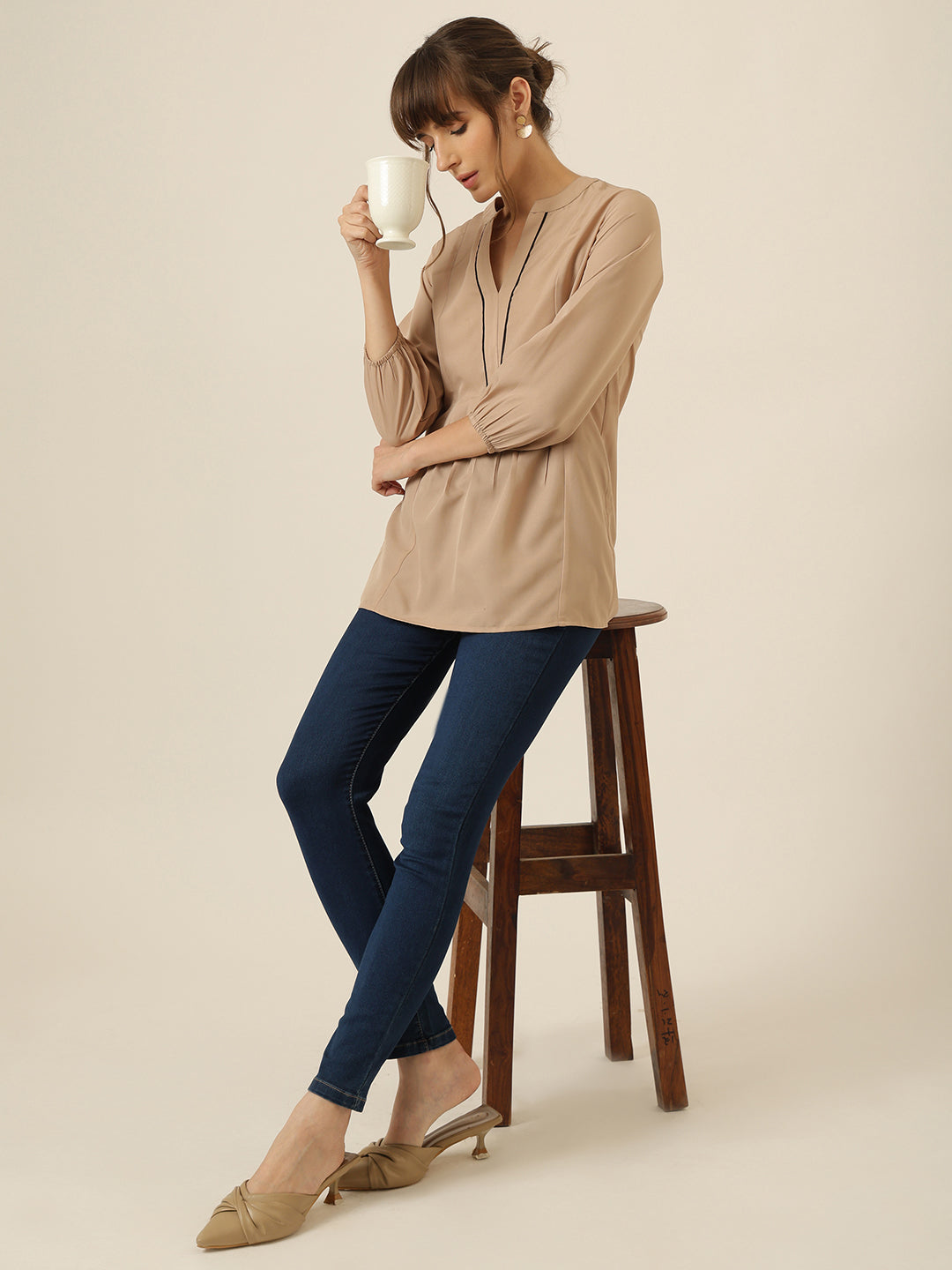 Poise Drape Tunic - Beige