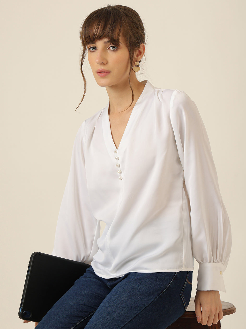 Pearl Luxe Blouse - White
