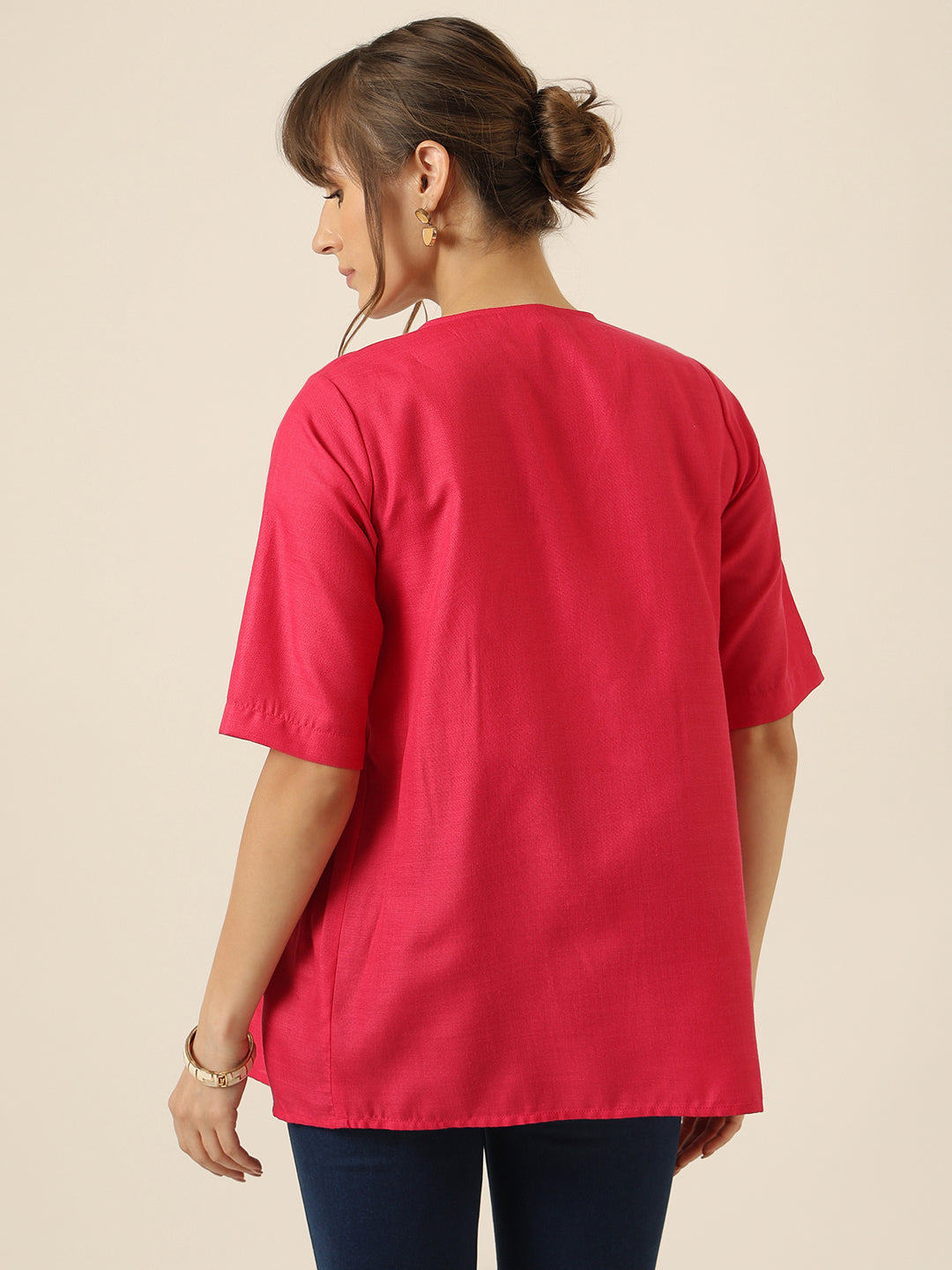 Airlight Gathered Top - Hot Pink