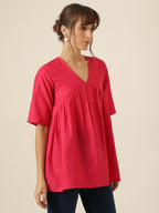 Airlight Gathered Top - Hot Pink