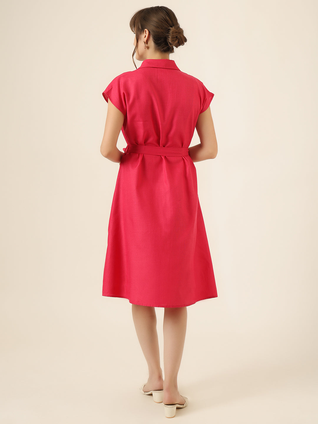Breeze Belt Dress - Hot Pink