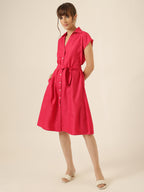 Breeze Belt Dress - Hot Pink