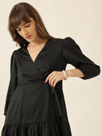 Midnight Ruffle Dress - Black