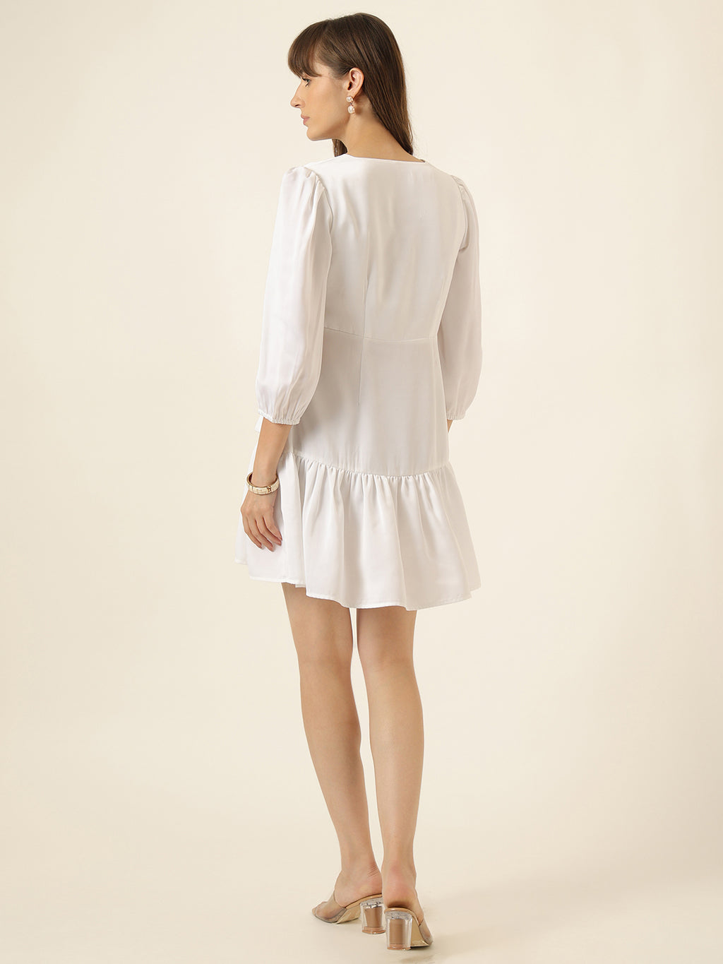 Midnight Ruffle Dress - White