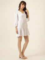 Midnight Ruffle Dress - White